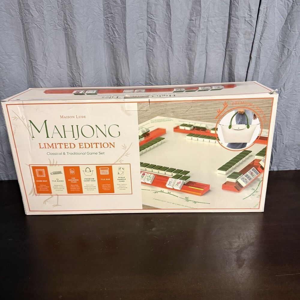 Maison Lude Mahjong Limited Edition 160 Tile Bag Premium Mat Carry Bag 4 Racks